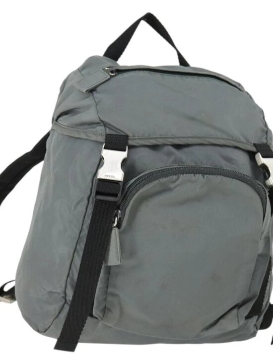 PRADA Backpack Nylon Gray Silver Auth BA10134 main image 9